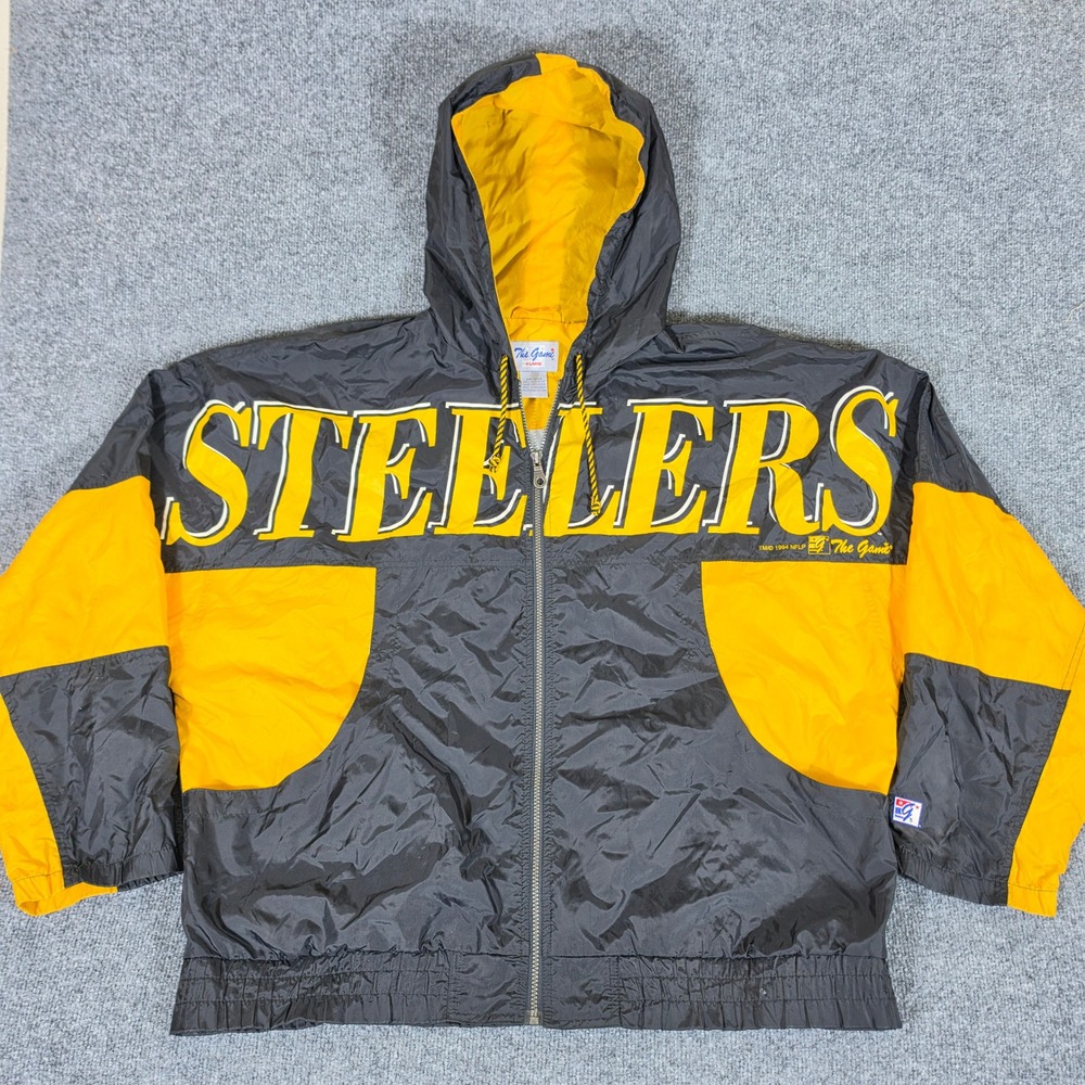 Vintage 1994 The Game Pittsburgh Steelers NFL Windbreaker Jacket Mens XL Black